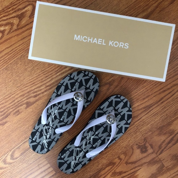 MICHAEL Michael Kors Shoes - Michael Kors Jet Set Flip Flops in Optic White